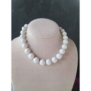 Japanese White Beaded Adjustable Necklace Vintage